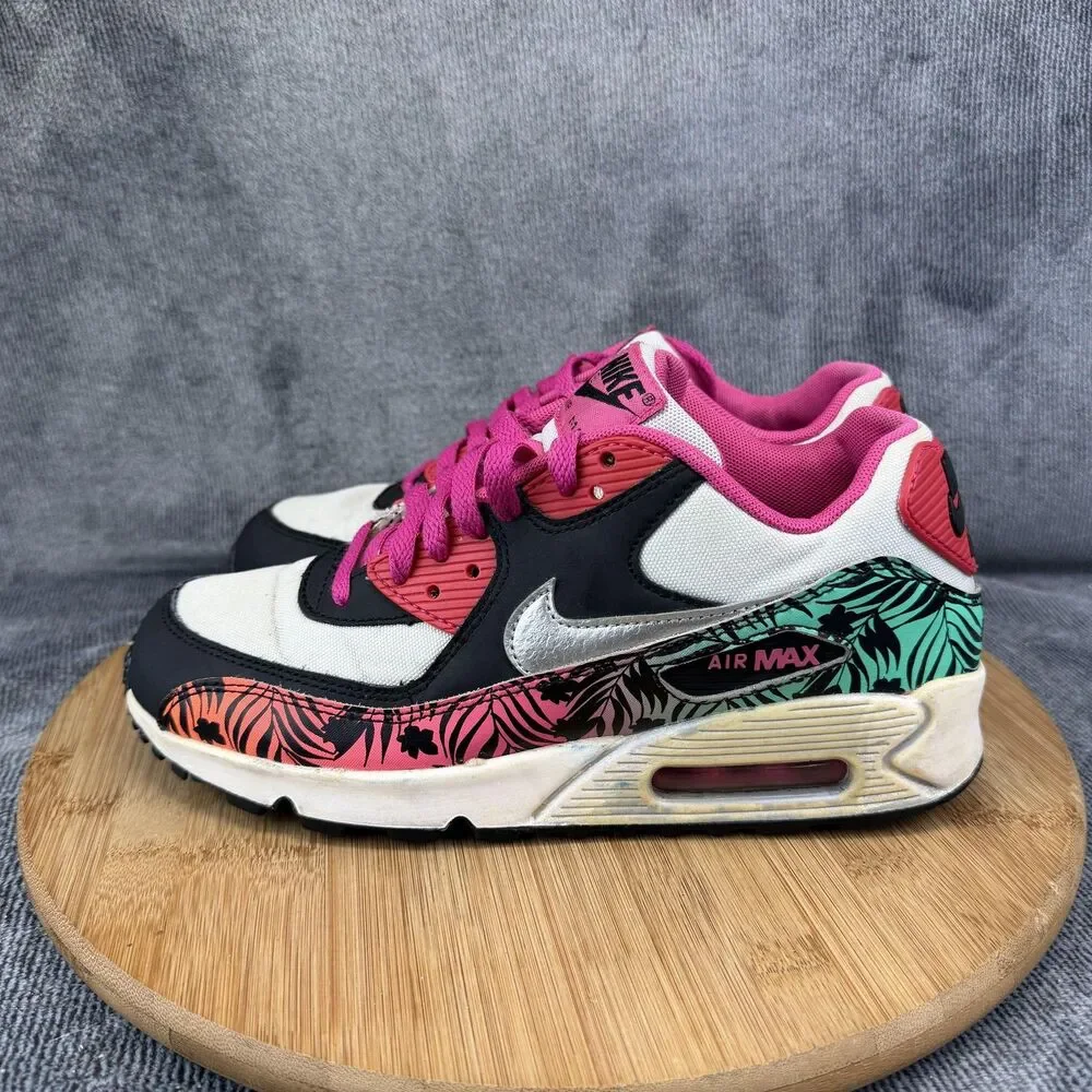 Nike Air Max 90 Shoes Girls Size 6.5Y Pink Tropical Floral Sneakers 704953-001